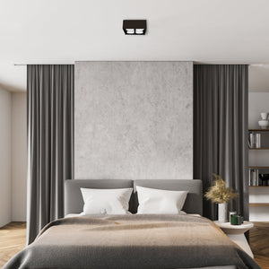 LED Plafondarmatuur Zwart - 4x GX53 Fitting - Draaibaar - 20x20 cm - Staal