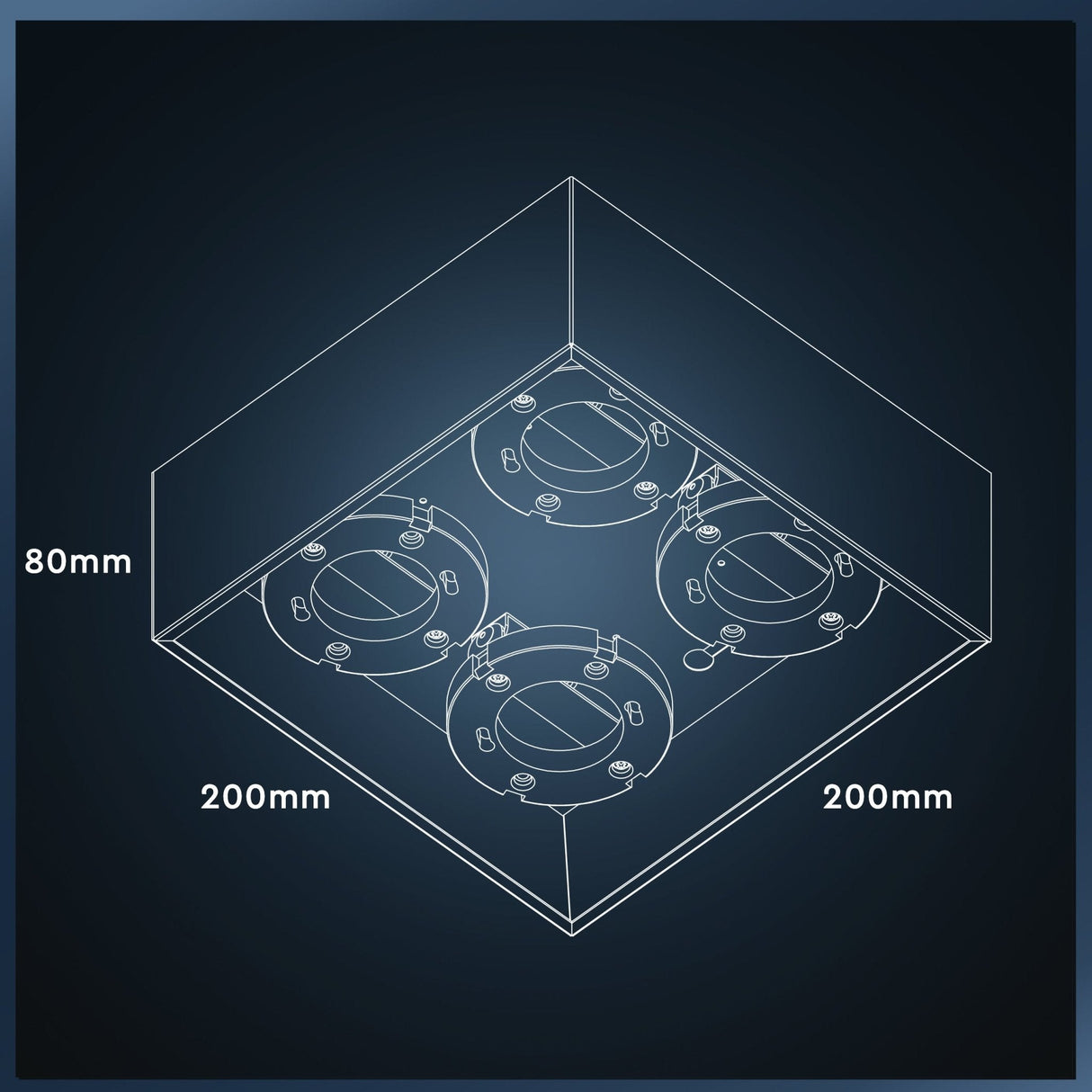 LED Plafondarmatuur Zwart - 4x GX53 Fitting - Draaibaar - 20x20 cm - Staal
