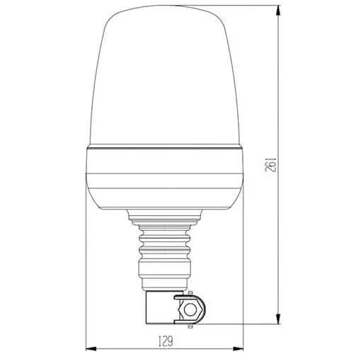 Gyrophare LED ambre R65 avec support de montage Flexi DIN 12/24V | S07ZL003.1