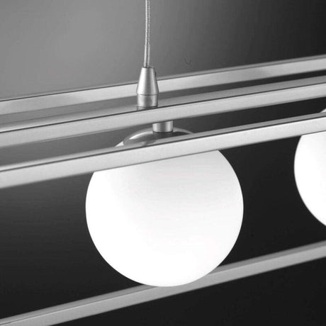 Suspension déco pour salle à manger avec 6 points lumineux - Hauteur réglable - Ampoules LED incluses - Argenté