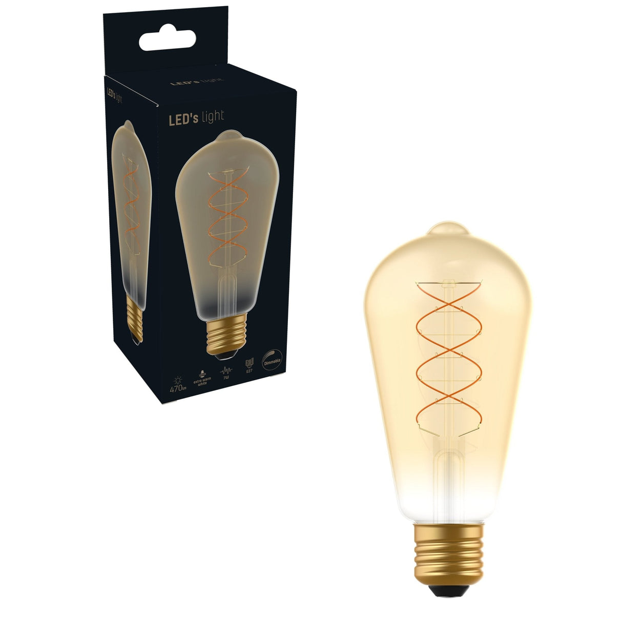 LED Filament Edison lamp - E27 - Extra warmwit 1800K - 250 lumen - 4W - Dimbaar - Goud glas - ST64 - 230V