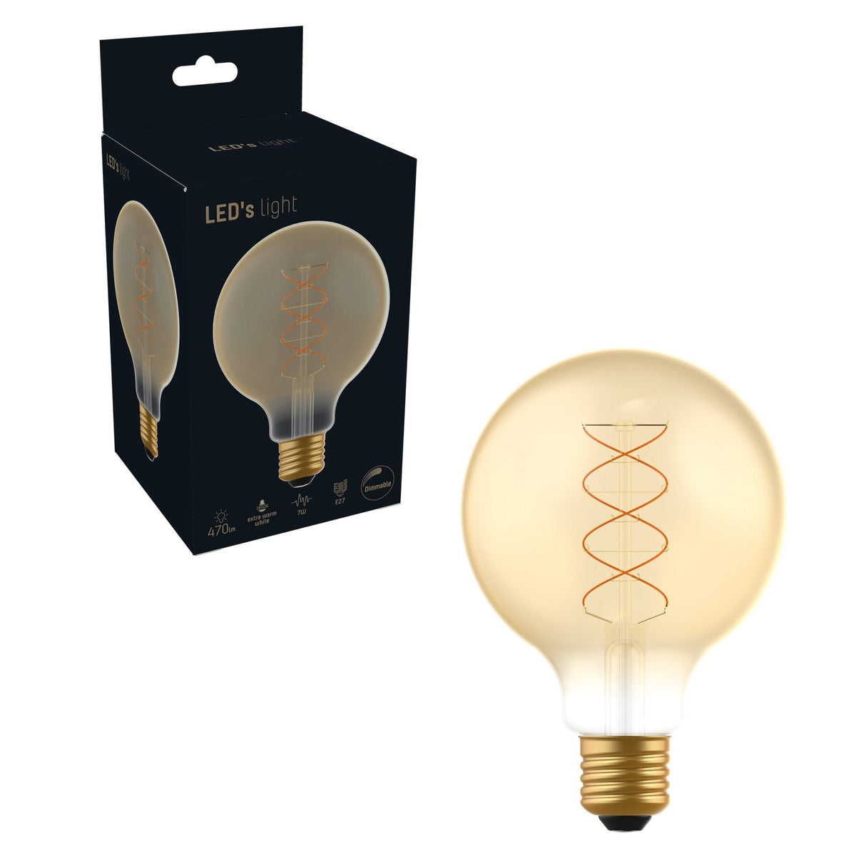LED Filament Lamp E27 Dimbaar 250 lumen - 4W - Extra Warmwit 1800K - G95 Globe - Goud