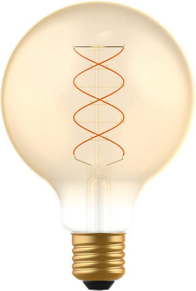 Lampe à filament LED E27 à intensité variable 250 lumens - 4W - Blanc extra chaud 1800K - Globe G95 - Dorée