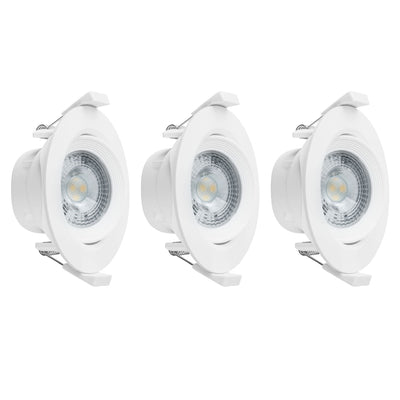 Spot LED encastrable 360 lumens - 5W - Blanc chaud - Variable - Inclinable - Blanc - 3 pièces
