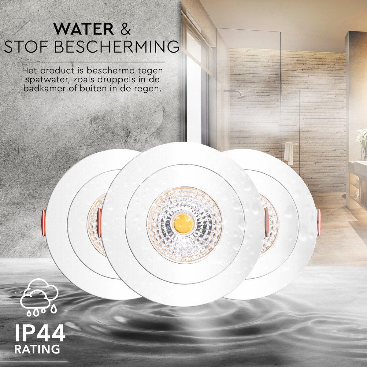 LED Inbouwspot 360 Lumen - 5W - Warmwit - Dimbaar - Kantelbaar - Wit - 3 stuks
