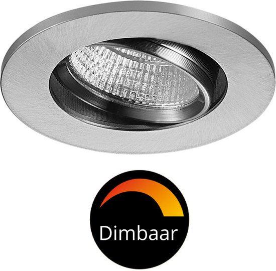 6 PACK - LED's Light Pro LED Inbouwspot Nikkel - DimToWarm - Ø 68mm - Kantelbaar - Warm wit licht - CRI95
