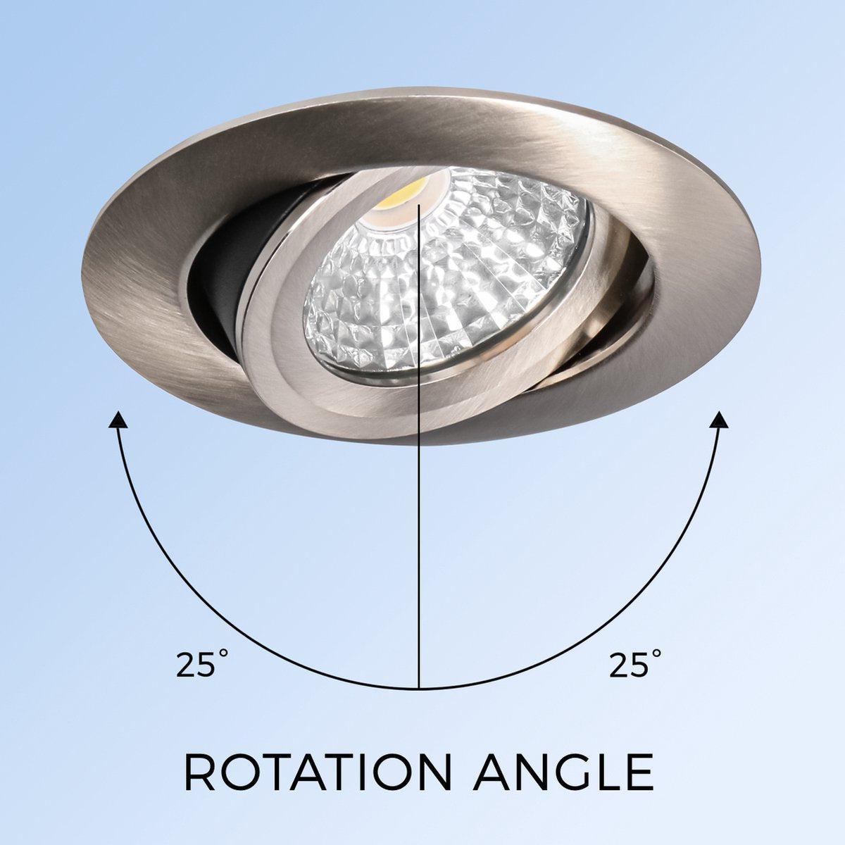 Spot LED encastrable LED’s Light Pro nickel - DimToWarm - Ø 68mm - Inclinable - Lumière blanc chaud - CRI95