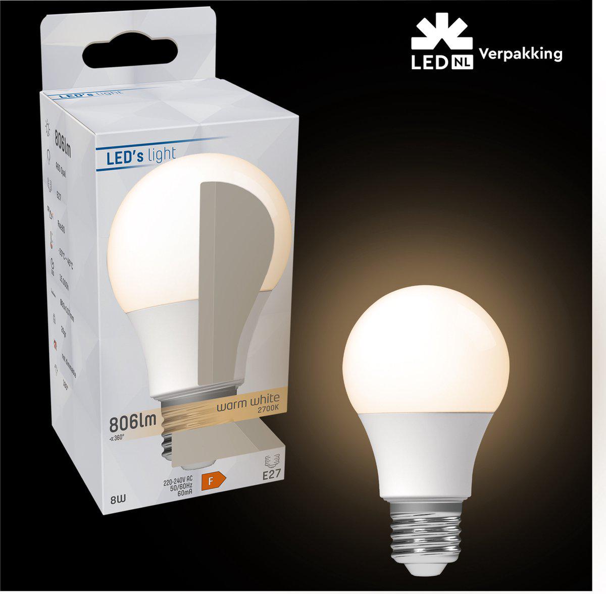 LED Lamp Dimbaar 806 lumen - 8,5W - 2700K-2200K - E27 - Dim-To-Warm
