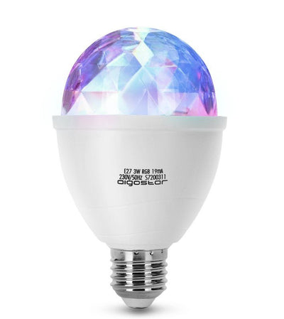 Discolamp met E27 fitting, LED 3W, RGB meerkleurig, draaiend