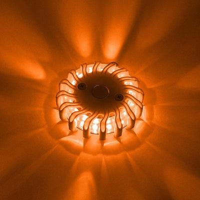 Gyrophare LED sans fil à piles - 9 modes - Magnétique et étanche - orange