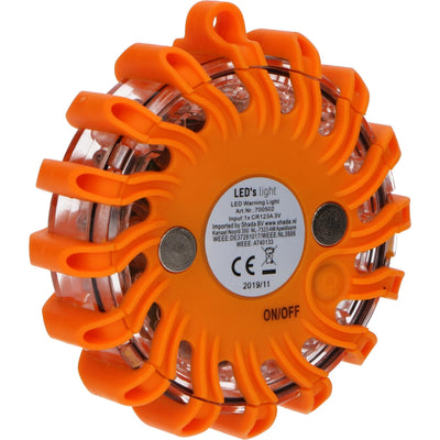 Gyrophare LED sans fil à piles - 9 modes - Magnétique et étanche - orange