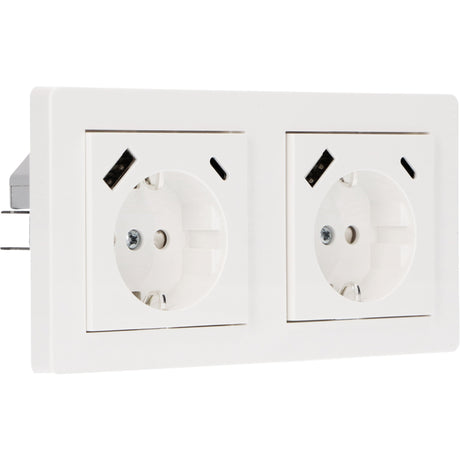 Double plaque pour prise murale - Universelle - 55 x 55 mm - Blanche