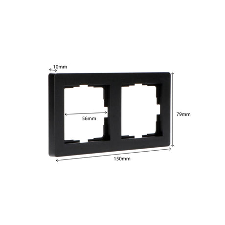 Double plaque pour prise murale - Universelle - 55 x 55 mm - Noire