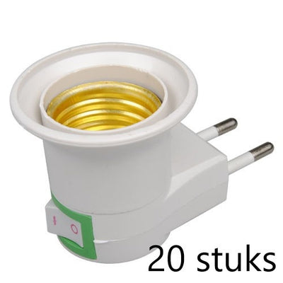 LEDlamp fitting E27 met stekker, 20 stuks, aan-uitschakelaar, binnenshuis IP20, beige