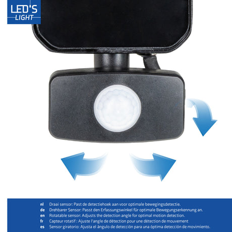 Projecteur LED 1400 lumens - 10W - Blanc froid 4000K - Capteur de mouvement - Capteur de luminosité - Étanche IP65
