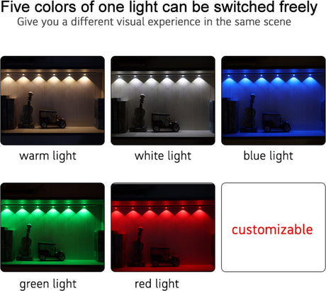 EasyFix Kastverlichting onderbouwverlichting met Bewegingssensor - RGB functie - 3 lichtpunten - Draadloos en oplaadbaar (USB-C) - 35 cm