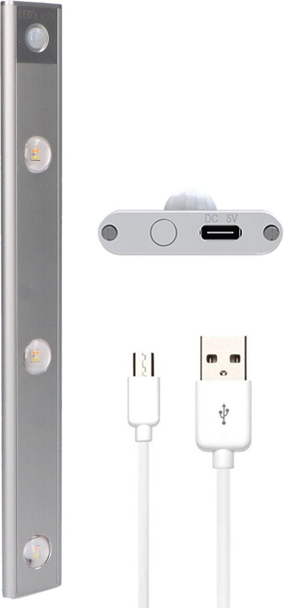 Éclairage de meuble EasyFix à installer sous le meuble avec détecteur de mouvement - fonction RGB - 3 points lumineux - Sans fil et rechargeable (USB-C) - 35 cm