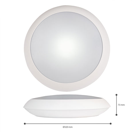 Plafonnier LED 2050 lumens - 15W - 3 températures de couleur réglables - Étanche IP66 - 30cm