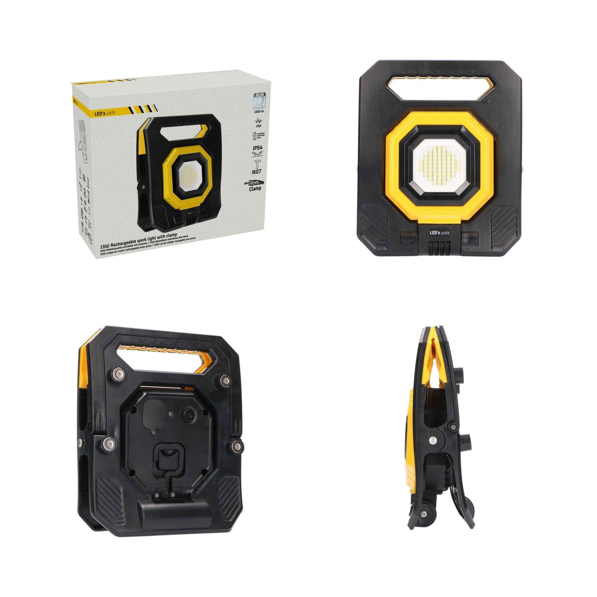 LED Accu werklamp 1500 lumen - Daglichtwit 6000K - Oplaadbaar - Dimbaar - IP54 - Magneet - IK07