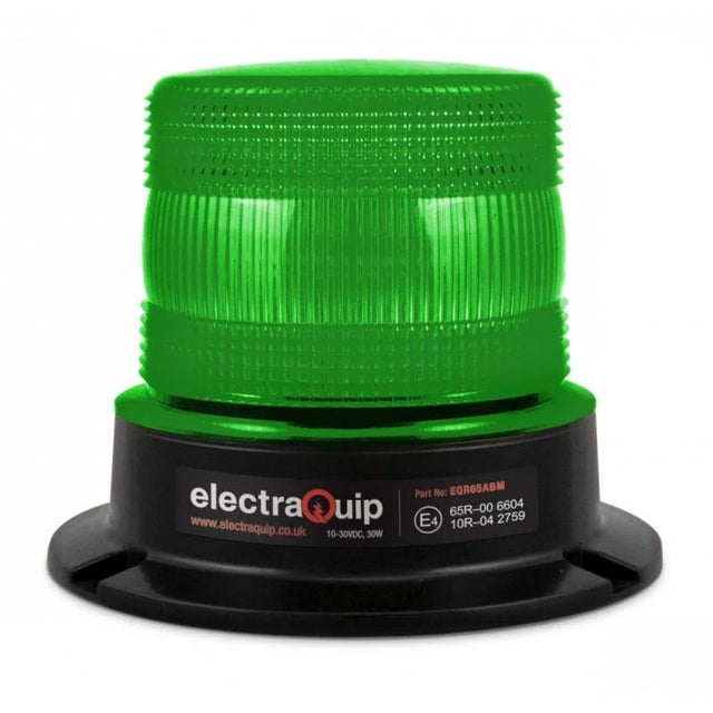Groene LED zwaailamp R65 van ElectraQuip met duurzame bouw en heldere verlichting voor voertuigen