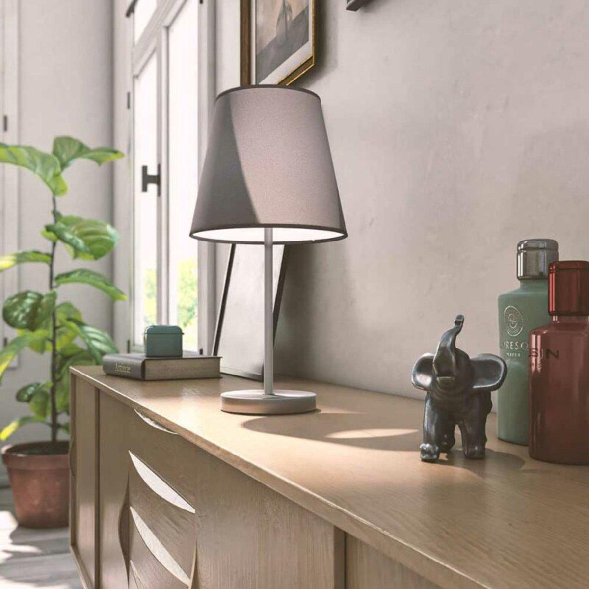 LED Tafellamp E14 - Grijs - 32cm - Voetschakelaar