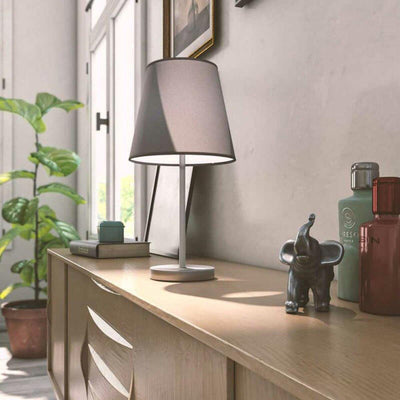 LED Tafellamp E14 - Grijs - 32cm - Voetschakelaar