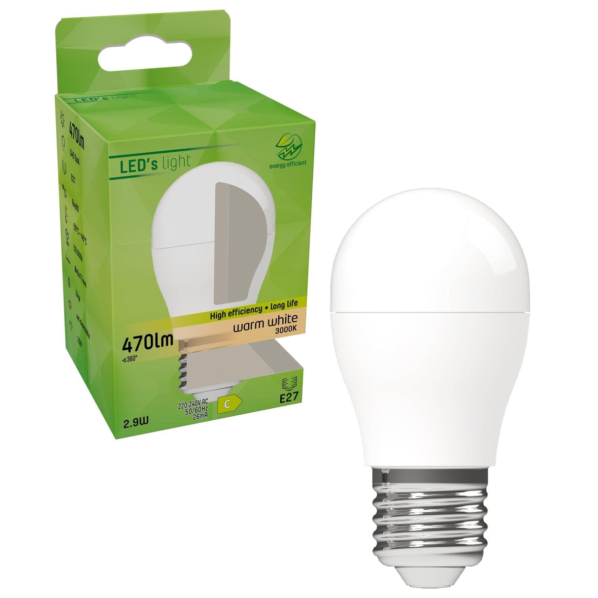 LED Kogellamp 470 lumen - 2.9W - 3000K - E27 - Opaal - Elite