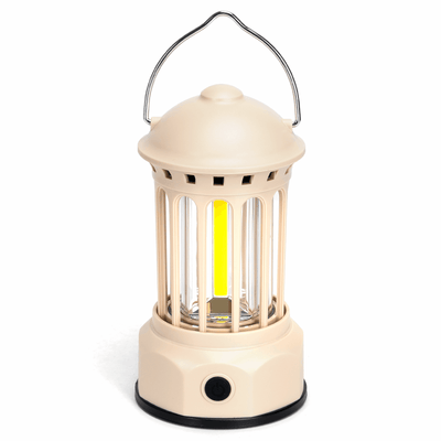 Noodlamp & campinglamp op batterijen, LED lantaarn met ophanghaak, warmwit 3000K, 300 lumen, crème