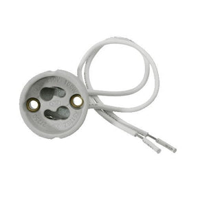 Fitting, LED lamp fitting, GU10 fitting porselein, 10cm snoer, wit
