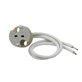 GU5.3 Fitting Porselein, MR16, 7cm Snoer, Wit, 230V