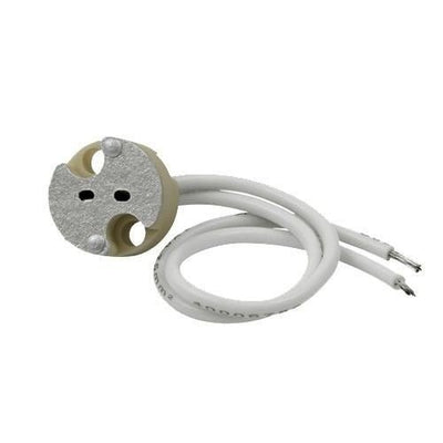 GU5.3 Fitting Porselein, MR16, 7cm Snoer, Wit, 230V