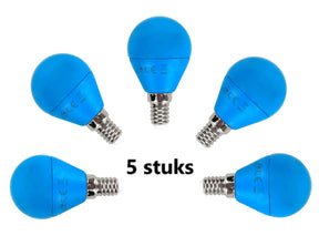 G45 kogellamp 5 stuks, E14 LED lamp 4W=30W gloeilamp, blauw licht