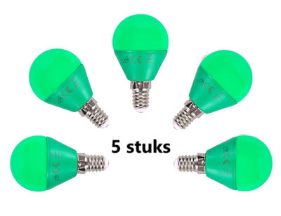 G45 kogellamp 5 stuks, E14 LED lamp 4W=30W gloeilamp, groen licht