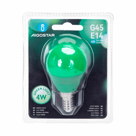 G45 kogellamp 5 stuks | E14 LED lamp 4W=30W gloeilamp | groen licht - LEDPLANET.NL