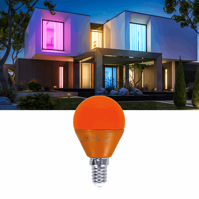 G45 kogellamp 5 stuks, E14 LED lamp 4W=30W gloeilamp, oranje licht