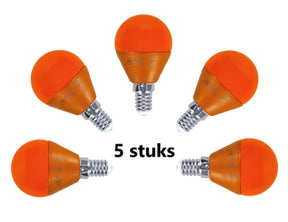 G45 kogellamp 5 stuks, E14 LED lamp 4W=30W gloeilamp, oranje licht