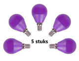 G45 kogellamp 5 stuks | E14 LED lamp 4W=30W gloeilamp | paars licht - LEDPLANET.NL
