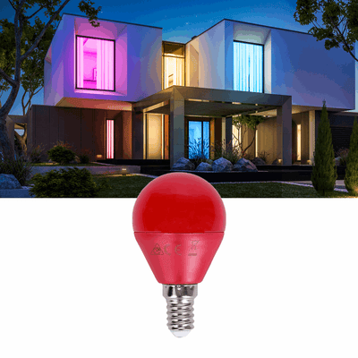 G45 kogellamp, E14, rood licht, LED 4W=30W gloeilamp