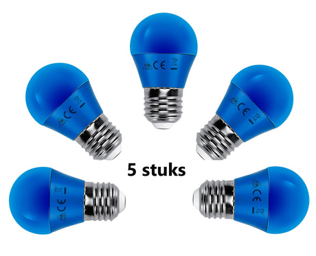 G45 kogellamp 5 stuks | E27 LED lamp 4W=30W gloeilamp | blauw licht - LEDPLANET.NL