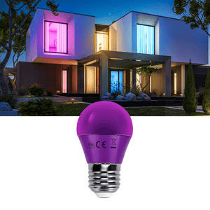 LED G45 kogellamp 300 lumen - 4W - Paars licht - E27 fitting - Decoratief - 5 stuks