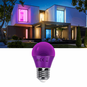 Gekleurde lamp E27 paars, kogellamp grote fitting, LED 4W
