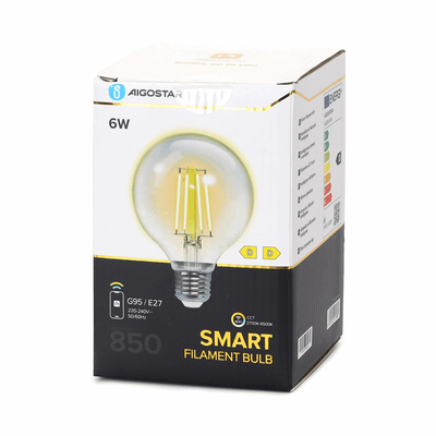 Globe E27 gloeilamp 6W WiFi CCT 2700K-6500K, G95, warmwit