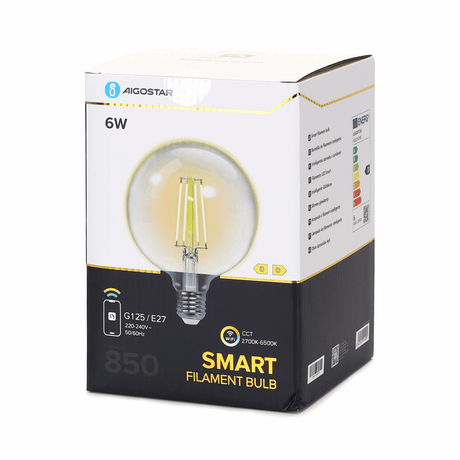 Globe E27 gloeilamp WiFi CCT 2700K-6500K, G125, warmwit