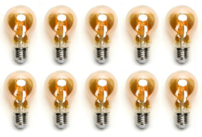 Gloeilamp E27 10 stuks, 6W=45W warmwit, 2200K, amber glas