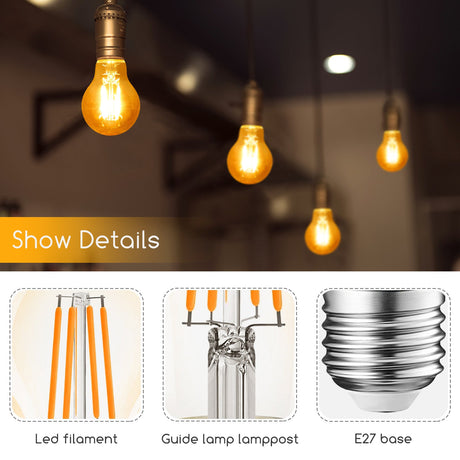 Gloeilamp E27 10 stuks, LED 8W=63W warmwit, 850 Lumen