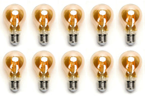 Gloeilamp E27 10 stuks, LED 8W=63W warmwit, 850 Lumen, 2200K, amber glas