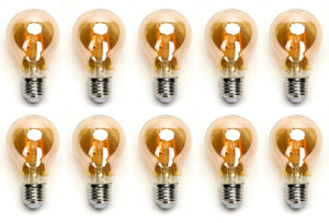 Ampoules E27 10 pièces | LED 8W=63W blanc chaud | 850 lumens - 2200K - verre ambré