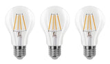 Gloeilamp E27 3 - staps - dimbaar 3 stuks | A60 LED 6W=60W halogeen verlichting | helder glas - warmwit filament 2700K - LEDPLANET.NL