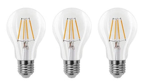 Filament lamp E27 3-staps dimbaar, LED 6W vervangt 60W, warmwit 2700K, 560-650 lm, 3 stuks