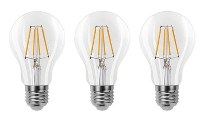 Ampoule E27 à 3 niveaux, dimmable, lot de 3 | Éclairage LED A60 6 W équivalent à 60 W halogène | verre transparent – filament blanc chaud 2700 K – LEDPLANET.NL